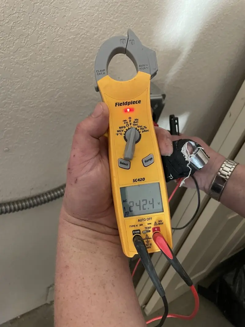 Voltage testing with clamp meter during Generator Installation in South Amboy